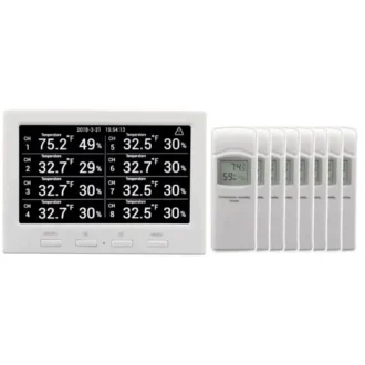 Ambient Weather Alat Perekam Data Cuaca WS-3000-X8 Wireless Thermo-Hygrometer with Logging, Alarming, Radio Controlled Clock with 8 Remote Sensors