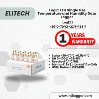Elitech Alat Perekam Data LogEt 1 TH data logger sekali pakai. Monitor suhu -30℃~70℃ & kelembaban 0–100% RH, ekspor laporan PDF via USB. Cocok untuk cold chain & farmasi.