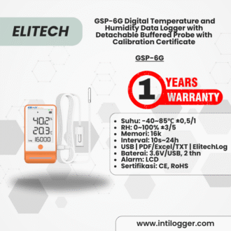 Elitech Alat Perekam Data GSP-6G Digital Temperature dan Humidity Data Logger dengan Probe Buffer Lepas-Pasang & Sertifikat Kalibrasi