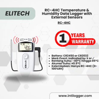 Elitech Alat Perekam Data RC-4HC Digital Temperature & Humidity Data Logger – Recorder dengan Sensor Eksternal & Alarm Suara
