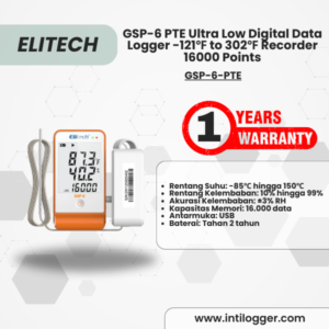 Elitech Alat Perekam Data GSP-6 PTE Data Logger Suhu Ultra Rendah Digital -85℃ hingga 150℃, Kapasitas 16.000 Titik