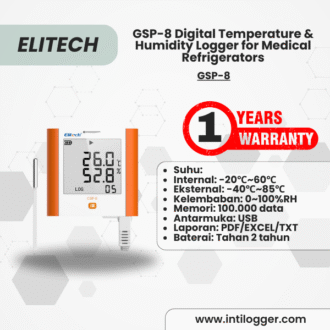 Elitech Alat Perekam Data GSP-8 Data Logger Suhu & Kelembaban Digital 100.000 Titik untuk Kulkas Medis & Vaksin dengan Monitor Suhu Max/Min/Rata-rata