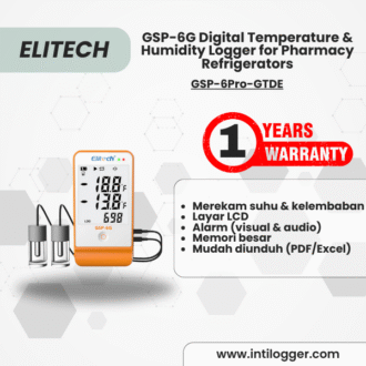 Elitech Alat Perekam Data GSP-6G TDE Data Logger Suhu & Kelembaban Digital untuk Kulkas Apotek & Vaksin dengan Monitor Suhu