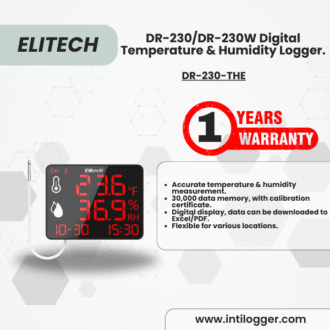 Elitech Alat Perekam Data DR-230/DR-230W Data Logger Suhu & Kelembaban Digital Presisi Tinggi 30.000 Titik dengan Sertifikat Kalibrasi untuk Audit, Greenhouse, Gudang & Laboratorium