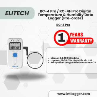 Elitech Alat Perekam Data RC-4 Pro / RC-4H Pro PDF USB Data Logger Suhu Digital Reusable 64.000 Titik dengan Alarm, Auto Laporan PDF/CSV, Kompatibel Windows & MacOS