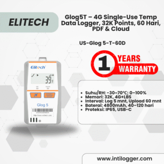 Elitech Alat Perekam Data Glog5T IoT 4G Temperature Data Logger Sekali Pakai dengan Shadow Data, Sensor Suhu, Cahaya, Guncangan & Lokasi, Auto Flight Mode, Laporan PDF/CSV 30 Hari 32.000 Titik