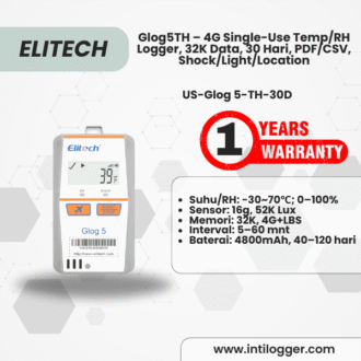 Elitech Alat Perekam Data IoT Temperature Humidity Data Logger 4G Sekali Pakai – Shadow Data, Anti Sentuh 3 Kali, Auto Flight Mode, Sensor Cahaya/Kecepatan/Lokasi, Laporan PDF/CSV, 32.000 Titik, 30 Hari – Glog5TH