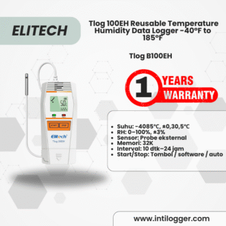 Elitech Alat Perekam Data Tlog B100EH Data Logger Suhu & Kelembapan Wireless Reusable dengan Sensor Eksternal, Laporan PDF, 32.000 Titik