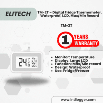 Elitech Alat Perekam Data TM-2T Termometer Kulkas Digital Tahan Air dengan Layar LCD Besar & Fungsi Max/Min Record
