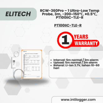 Elitech RCW-360Pro【One Ultra-Low Temperature Probe】Probe Length: 3m(9.9ft). Measuring Range: -200~150℃(-328~302℉), Accuracy: ±0.5℃(0.9℉), PT100IIC-TLE-R