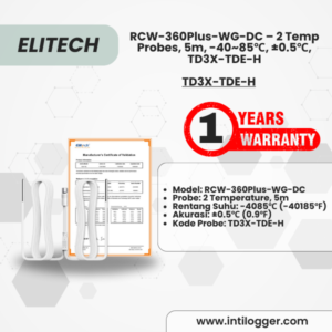 Elitech RCW-360Plus-WG-DC 【Two Temperature Probes】Probe Length: 5m(16.4ft). Measuring Range: -40~85℃(-40~185℉), Accuracy: ±0.5℃(0.9℉), TD3X-TDE-H