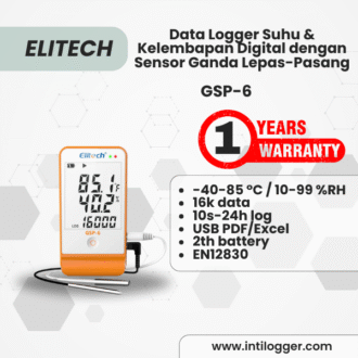 Elitech Alat Perekam Data GSP-6 Data Logger Suhu & Kelembapan Digital dengan Sensor Ganda Lepas-Pasang, Rentang -40℉ hingga 158℉, Akurasi ±0.6℉, Alarm Suara, Sertifikat Kalibrasi, Tampilan Nilai Max/Min