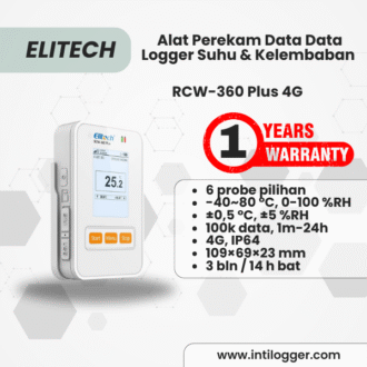 Elitech Alat Perekam Data RCW-360 Plus 4G Data Logger Suhu & Kelembaban dengan Probe Eksternal, Alarm Email/SMS/Aplikasi