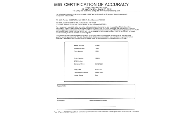 HOBO Sertifikasi Layanan Kalibrasi RH Bersertifikat NIST untuk Pembelian Awal Initial Purchase RH NIST Calibration Service Certification NIST-RH-THREEPOINT - Gambar 3