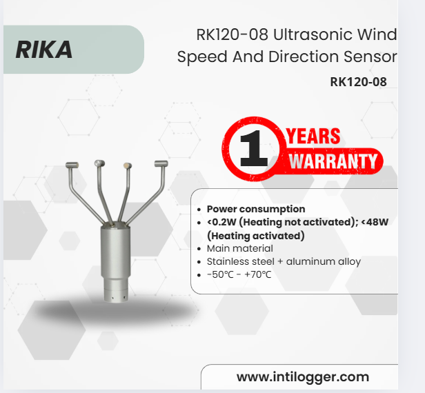 Rika Sensor Kecepatan dan Arah Angin Ultrasonik RK120-08 Ultrasonic Sensor | Wind Speed And Direction Sensor