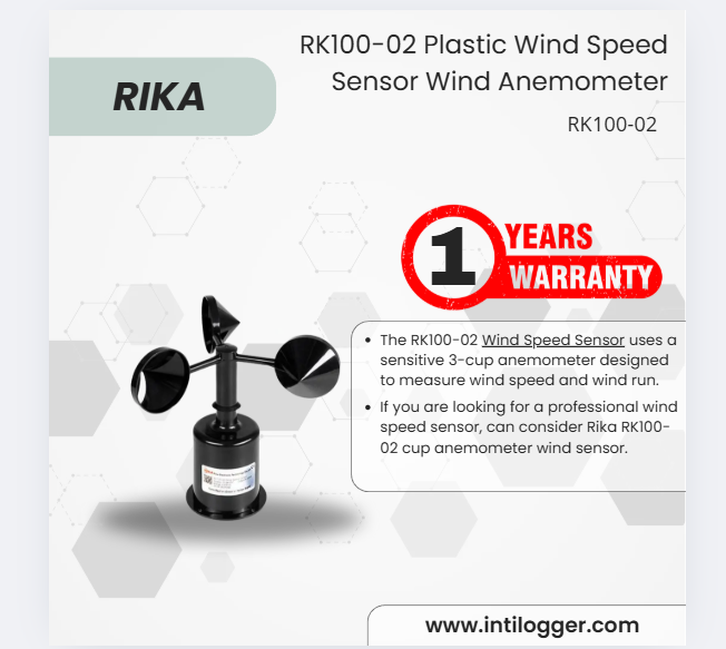 Rika Sensor Kecepatan Angin Plastik (Anemometer Angin) RK100-02 Plastic Wind Speed Sensor Wind Anemometer