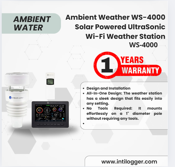 Ambient Weather Alat Perekam Data Cuaca WS-4000 Solar Powered UltraSonic Wi-Fi Weather Station
