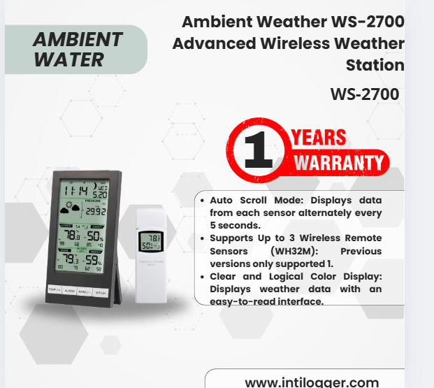 Alat Perekam Data Cuaca Ambient Weather WS-2700 Advanced Wireless Weather Station