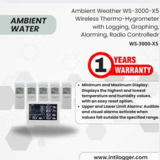 Ambient Weather Alat Perekam Data Cuaca WS-3000-X5 Wireless Thermo-Hygrometer with Logging, Graphing, Alarming, Radio Controlled Clock with 5 Remote Sensors