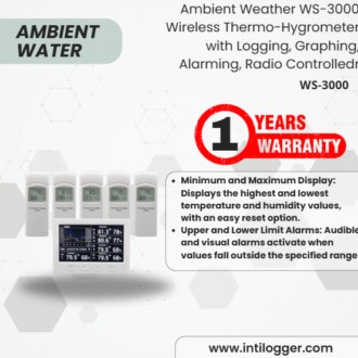 Ambient Weather Alat Perekam Data Cuaca WS-3000 Wireless Thermo-Hygrometer with Logging, Graphing, Alarming, Radio Controlled Clock with Remote Sensors