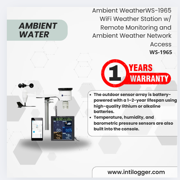 Ambient Weather Alat Perekam Data Cuaca WS-1965 WiFi Weather Station w/ Remote Monitoring and Ambient Weather Network Access