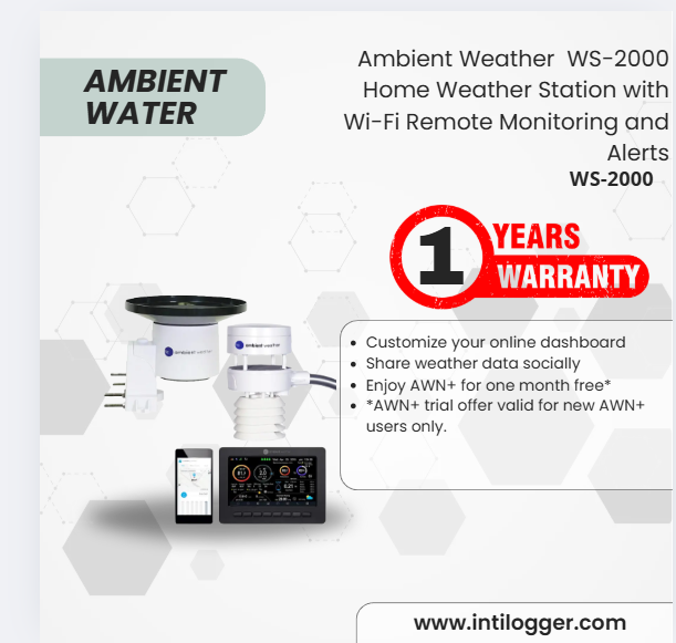 Ambient Weather Alat Perekam Data Cuaca WS-2000 Home Weather Station with Wi-Fi Remote Monitoring and Alerts