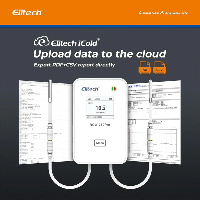 Elitech Alat Perekam Data RCW-360Pro-DC | Alat Pencatat Data Suhu, Kelembapan, dan CO2 Real-Time 4G/WiFi, Kapasitas 100.000 Titik, Dual Channel, Cloud Storage - Gambar 5