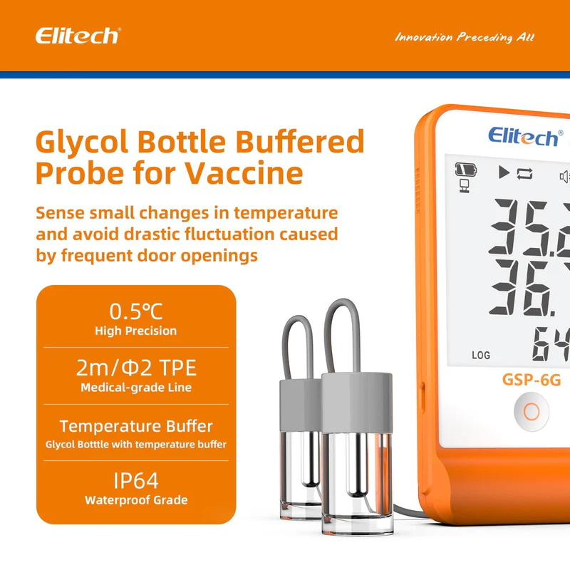 Elitech Alat Perekam Data GSP-6G TDE Data Logger Suhu & Kelembaban Digital untuk Kulkas Apotek & Vaksin dengan Monitor Suhu - Gambar 2
