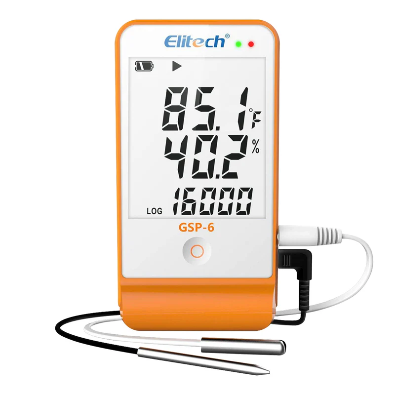 Elitech Alat Perekam Data GSP-6 Data Logger Suhu & Kelembapan Digital dengan Sensor Ganda Lepas-Pasang, Rentang -40℉ hingga 158℉, Akurasi ±0.6℉, Alarm Suara, Sertifikat Kalibrasi, Tampilan Nilai Max/Min - Gambar 8