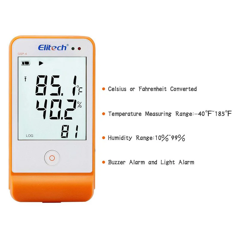 Elitech Alat Perekam Data GSP-6 PTE Data Logger Suhu Ultra Rendah Digital -85℃ hingga 150℃, Kapasitas 16.000 Titik - Gambar 6
