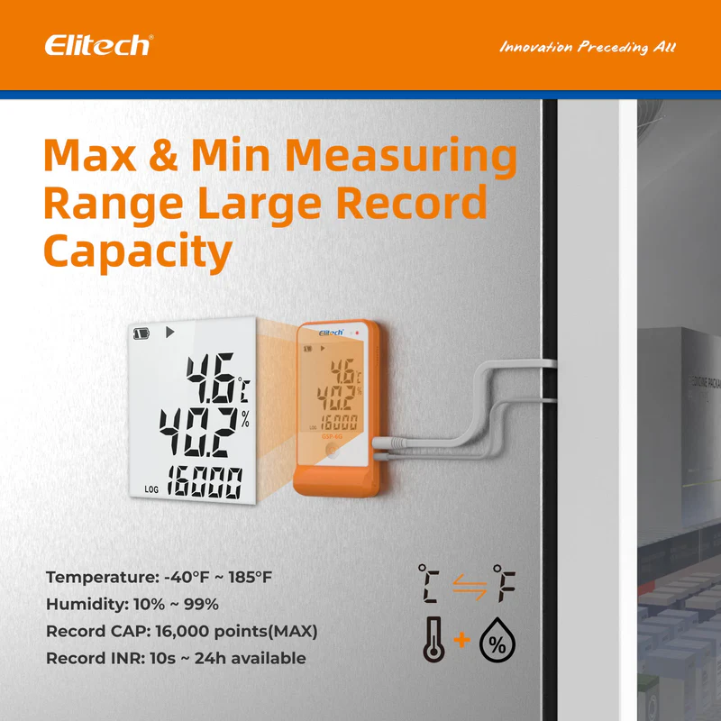 Elitech Alat Perekam Data GSP-6G Digital Temperature dan Humidity Data Logger dengan Probe Buffer Lepas-Pasang & Sertifikat Kalibrasi - Gambar 5