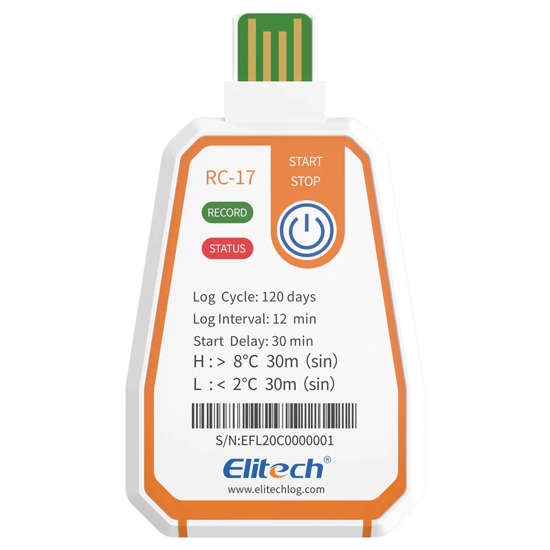 Elitech Alat Perekam Data RC-17 USB Data Logger Suhu Sekali Pakai -30℃~70℃ - Gambar 4