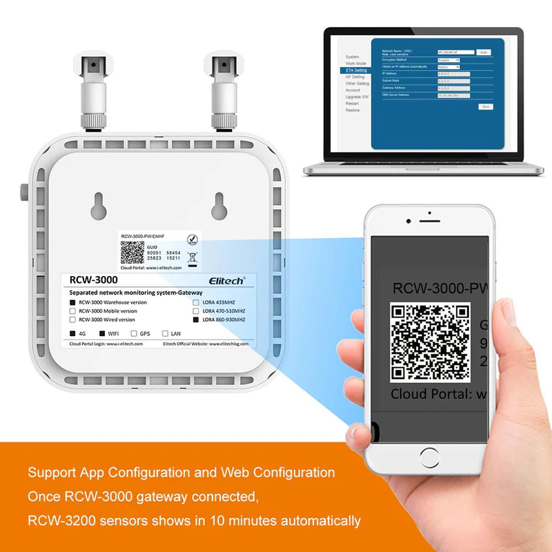 Elitech Alat Perekam Data RCW-3000 & RCW-3200 WiFi 4G Wireless Temperature Humidity Data Logger & Transceiver Monitor System dengan Cloud Storage dan Aplikasi Mobile - Gambar 5