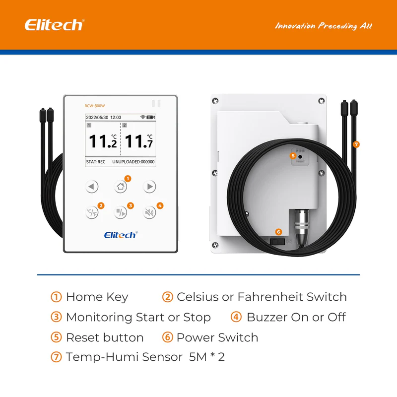 Elitech Alat Perekam Data RCW-800W-TDE | Wireless Data Logger Suhu Real-Time WiFi dengan Dual Probe Eksternal & Cloud Gratis - Gambar 7