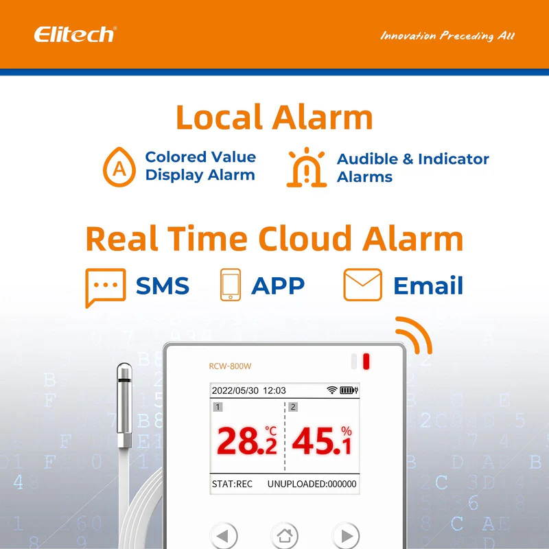 Elitech Alat Perekam Data RCW-800W-THE | Wireless Data Logger Digital Suhu & Kelembapan Real-Time WiFi dengan Cloud Gratis - Gambar 3