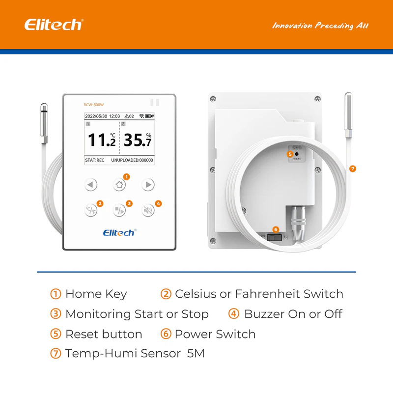 Elitech Alat Perekam Data RCW-800W-THE | Wireless Data Logger Digital Suhu & Kelembapan Real-Time WiFi dengan Cloud Gratis - Gambar 7