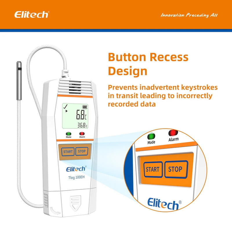 Elitech Alat Perekam Data Tlog 100EH Data Logger Suhu & Kelembapan Reusable -40°F hingga 185°F - Gambar 5