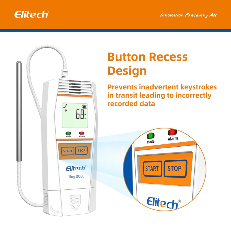 Elitech Alat Perekam Data Tlog 100EL Digital Temperature Data Logger – Reusable USB, Auto PDF, 32.000 Titik, Probe Eksternal -196℃ ~ 150℃ - Gambar 5