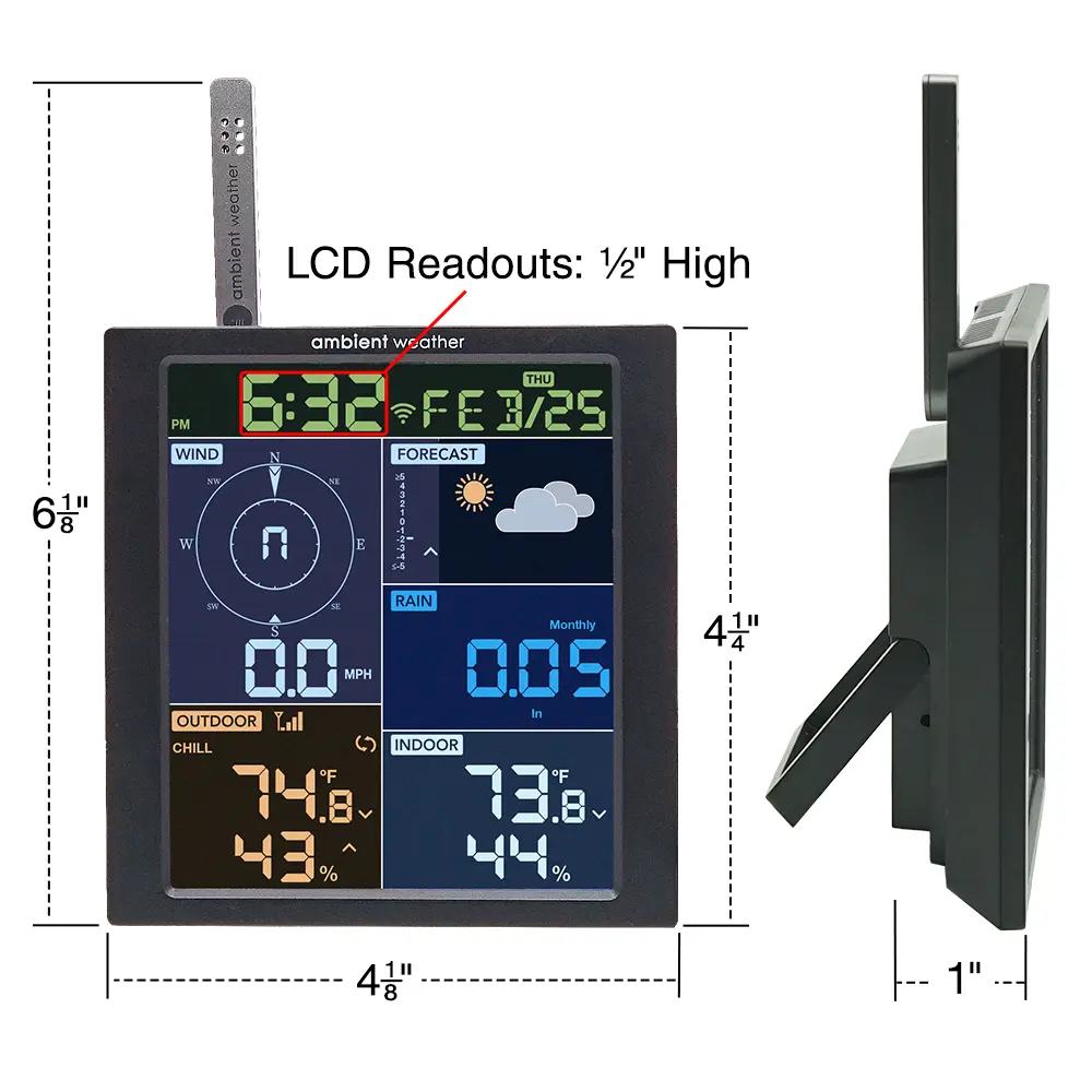 Ambient Weather Alat Perekam Data Cuaca WS-1965 WiFi Weather Station w/ Remote Monitoring and Ambient Weather Network Access - Gambar 3