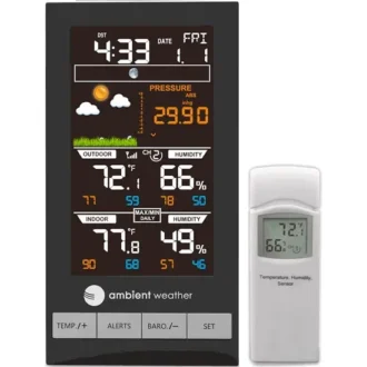 Alat Perekam Data Cuaca Ambient Weather WS-2801A Advanced Wireless Color Forecast Station with Temperature, Humidity and Barometer