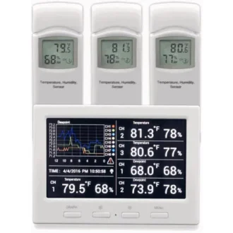 Ambient Weather Alat Perekam Data Cuaca WS-3000 Wireless Thermo-Hygrometer with Logging, Graphing, Alarming, Radio Controlled Clock with Remote Sensors