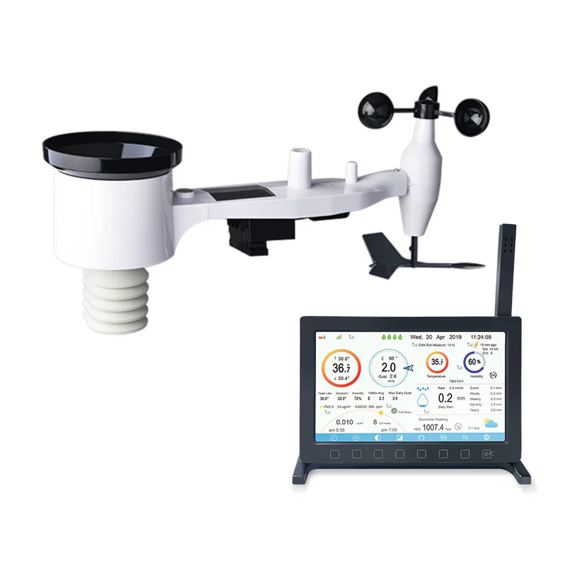 HP2561 Wi-Fi Weather Station TFT Colour Display Touch Button with Solar Powered 7-in-1 Outdoor Sensor Array - Gambar 6