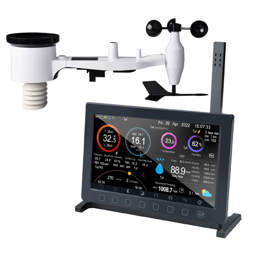 HP2561 Wi-Fi Weather Station TFT Colour Display Touch Button with Solar Powered 7-in-1 Outdoor Sensor Array