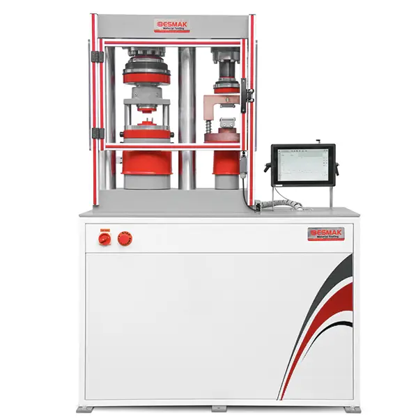 Mesin Uji Kuat Tekan dan Kuat Lentur Semen BCE-DP/LST dengan Layar Sentuh dan Load Cell (Piston Ganda) | CEMENT COMPRESSION AND FLEXURAL TESTING MACHINE – TOUCH SCREEN CONTROLLED WITH LOADCELL (DOUBLE PİSTON) – BCE-DP/LST BESMAK