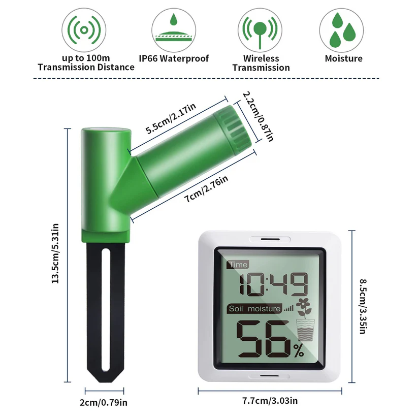 WH0291 Soil Moisture Tester Soil Moisture, WH51 Sensor and Digital LCD Display 4.89/ - Gambar 6