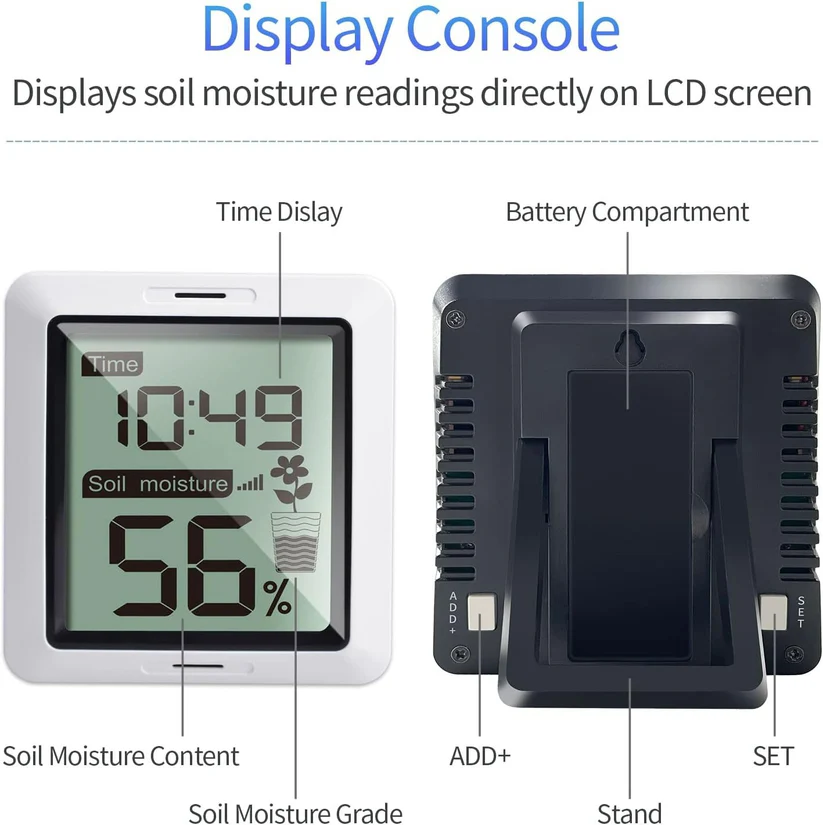 WH0291 Soil Moisture Tester Soil Moisture, WH51 Sensor and Digital LCD Display 4.89/ - Gambar 5