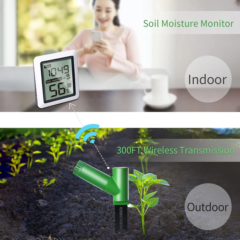 WH0291 Soil Moisture Tester Soil Moisture, WH51 Sensor and Digital LCD Display 4.89/ - Gambar 3