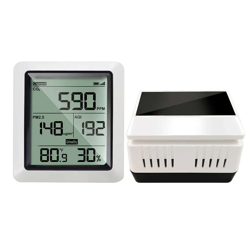 WH0295 Air Quality Monitor, with WH45 PM2.5/ PM10/ CO₂/ Temperature/Humidity 5-in-1 Indoor Air Quality Sensor and Display