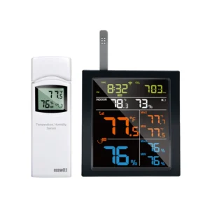 WN1821 IOT Wi-Fi Weather Station, 4.9" LCD Display with Built-in CO₂ Detector and WN31(WH31) Multi-Channel Temperature/Humidity Sensor