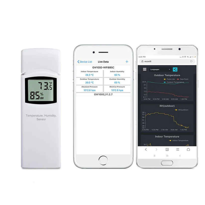 WN32 Outdoor Temperature and Humidity Sensor, Single-Channel Thermo-hygrometer for Outdoor data - Gambar 7